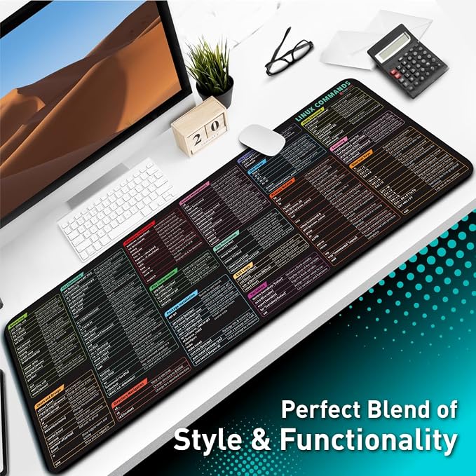 Pixiecube Linux Commands Line Mouse pad - Extended Large Cheat Sheet Mousepad. Shortcuts to Kali/Red Hat/Ubuntu/OpenSUSE/Arch/Debian/Unix Programmer. XXL Non-Slip Gaming Desk mat - Image 6