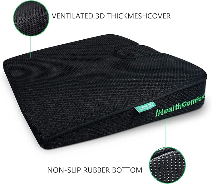 IHEALTHCOMFORT(19.7×17.7inches Extra Large Sciatica Seat Cushion for Office Chair,Oversized Car and Truck Seat Cushion,U-Cut Long Sitting Pain Relief Chair Pad - Image 5