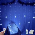 YOLIGHT Wishing Ball Curtain Lights 200 LED Window Curtain String Lights with Remote, USB Battery Powered Twinkle Globe Fairy Lights for Wedding Party Bedroom Christmas Halloween Decoration (Blue) by Yolight