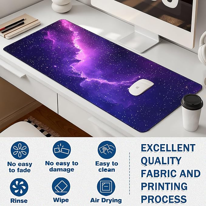 Mouse Pad Gaming - Desk Mat for Keyboard and Mouse - Large Mouse Pad for Desk, Mousepad (35.4" X 15.7") with Non-Slip Base, Desks Pad Mat Office and Home - Image 3