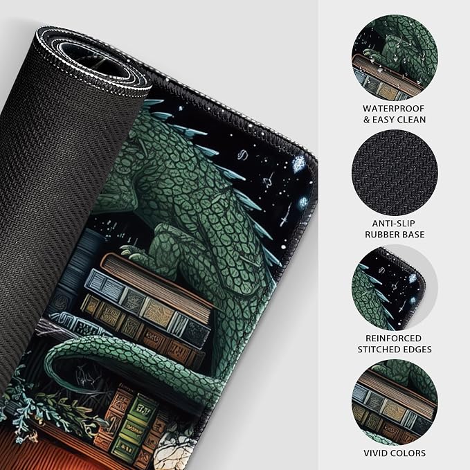 Mystical Gothic Library Large Gaming Mouse Pad Desk Mat 31.5x15.7 | Extended Mousepad, Non-Slip Rubber Base , Stitched Edges, for Computer/Laptop/Office/Home - Image 6