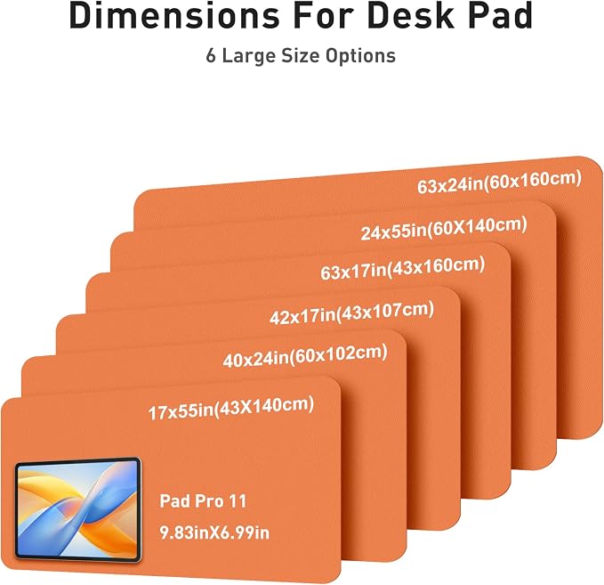 Aothia Faux Leather Desk Mat - Large Mouse Pad, Non-Slip PU Leather Blotter, Waterproof Writing Surface for Office and Home (Hermes Orange, 40" x 24") - Image 5