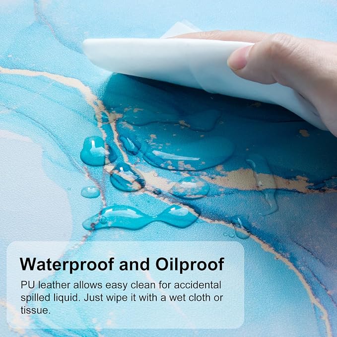 QiyI PU Leather Large Mouse Pad, 31.5" x 15.7", Blue Pink Fluid | Desk Décor Accessories, Extended Size, Waterproof & Easy to Clean, Smooth Surface, Non Slip Desk Organization - Image 4