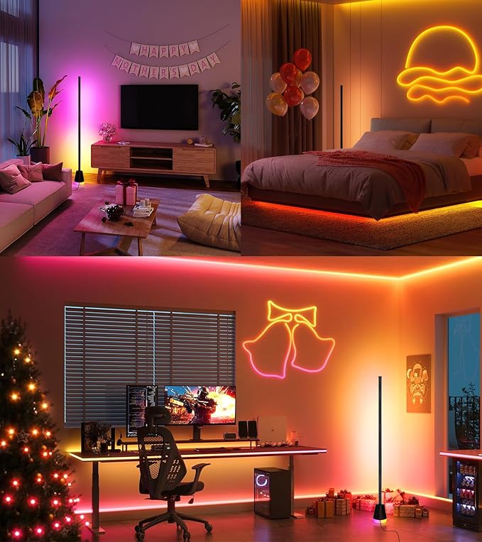 2PCS Smart RGB LED Corner Floor Lamp with App and Remote Control - Image 5
