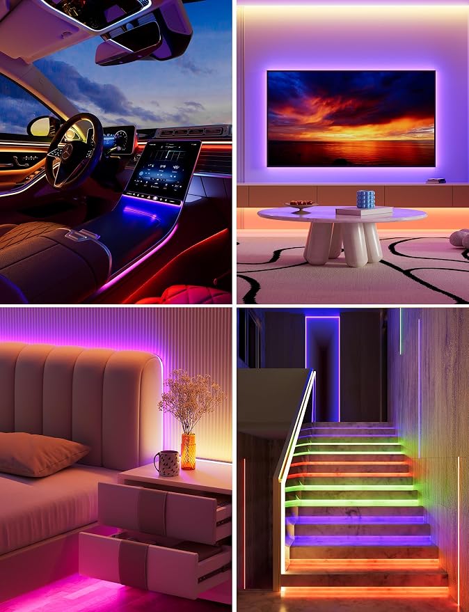 MIWISE 5V USB RGB COB LED Strip Light,9.84ft/3m Tape Lights,RF & App Control,Music Sync,Ultra Bright Color Changing Lighting,UL-Listed,Cuttable & Flexible for Bedroom,Kitchen,Desk,Party,Home Decor - Image 7