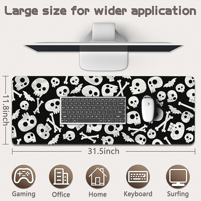 Gaming Mouse Pad - (31.5"×11.8") Skull Large Mouse Pads for Desk - Desk Mat for Keyboard and Mouse with Non-Slip Base, Desks Pad Matfor Game/Office & Home - Image 5