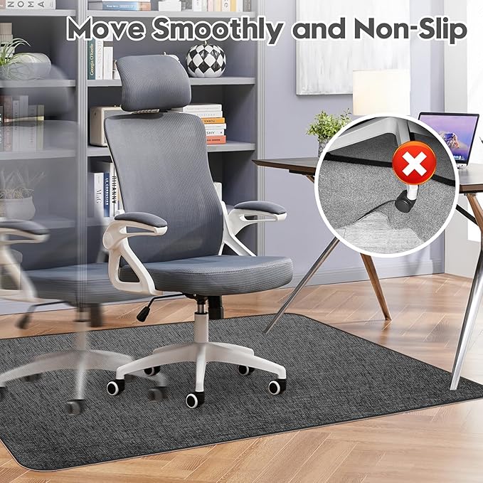 Sycoodeal Office Chair Mat for Hardwood & Tile Floor,Computer Gaming Chair Mat for Rolling Chairs Non-Curve, Anti-Slip, Heavy Duty Floor Protector for Home Office,Dark Black (48" x 55") - Image 5