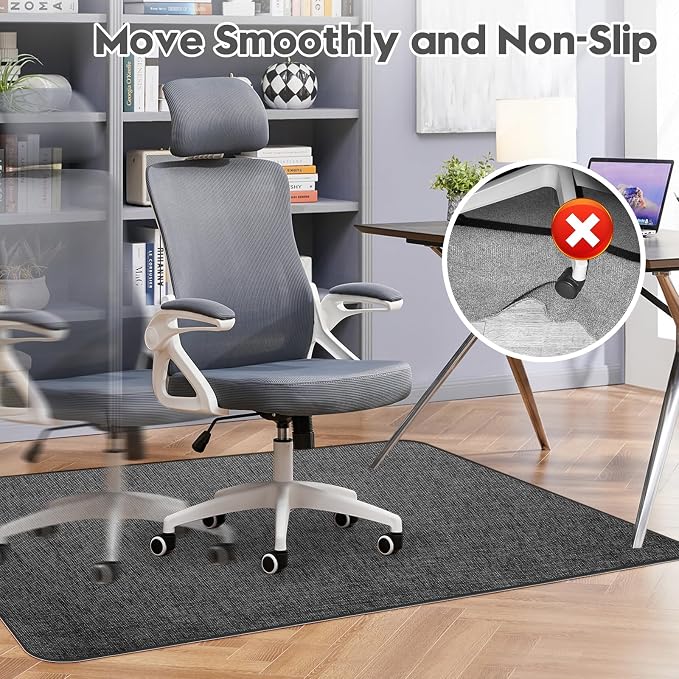 Sycoodeal Office Chair Mat for Hardwood & Tile Floor, 36" x 48" Computer Gaming Chair Mat for Rolling Chairs Non-Curve, Anti-Slip, Heavy Duty Floor Protector for Home Office (Dark Black) - Image 4