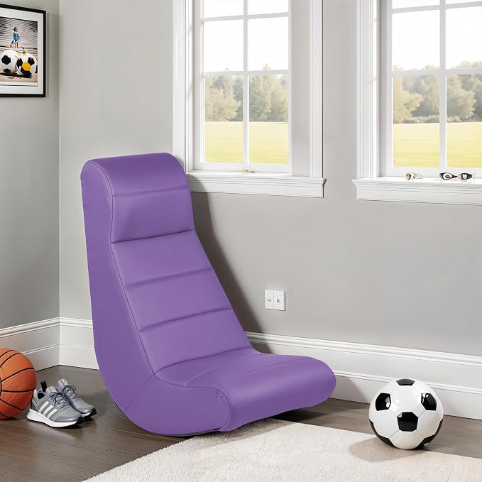 Factory Direct Partners Soft Ergonomic Horizontal Soft Floor Video Rocker - Cushioned Ground Chair Great for Reading, Gaming or Watching TV for Kids, Teens and Adults - Purple, 10498-PU - Image 2
