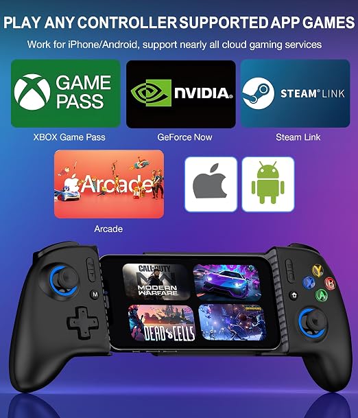 LIFUFUTEE Mobile Gaming Controller for iPhone/Android, Wireless Phone Controller with Hall Joysticks/Triggers, Mobile Controller Support Phone Case for Xbox Game Pass, Steam Link & More, Black - Image 3