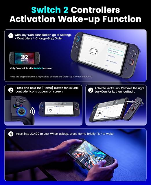 NinABXY Hall Effect Joystick Controller for Nintendo Switch 2, Wireless One-Piece Handheld Switch Joypad - Macro, Ergonomic Grip, Turbo- Christmas Accessories, Black,M - Image 6