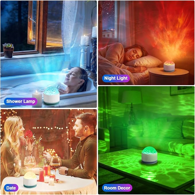 Ocean Wave Projector Light, Rechargeable 16 Color Ocean Lamp Ambient Lighting Night Light Projector Mood Lighting with Dimmable & Remote for Kids Bedroom Teen Girl Gift Room Decor - 2P - Image 7