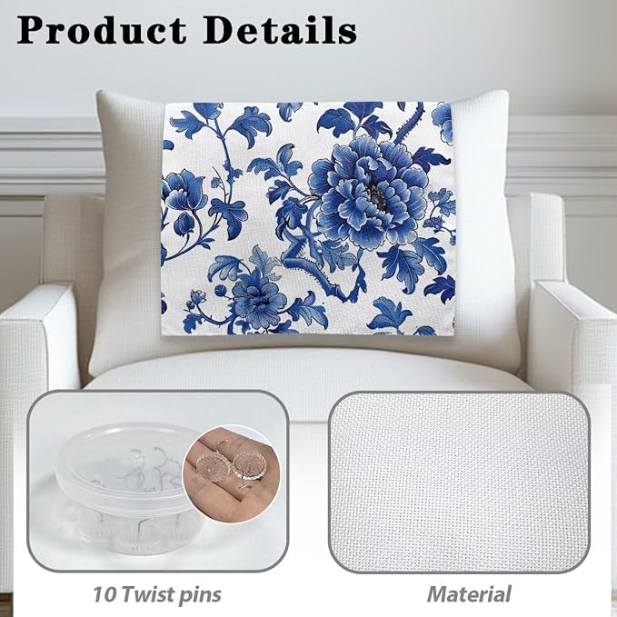 Recliner Headrest Protector - Celadon Flower Branch Print Couch Chair Breathable Waterproof Cover with Anti-Slip Base & Fixing Nails, Machine Washable for Home/Office Chair - Image 4