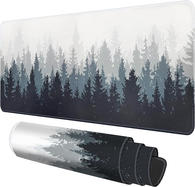 Galdas Mouse Pad For Gaming,Forest Background Pattern XXL XL Large Mouse Mat Long Extended MousePad Desk Mat Non-Slip Rubber Mice Pads Stitched Edges Thin (31.5 x 11.8 x 0.12 Inches) Tree - Image 2