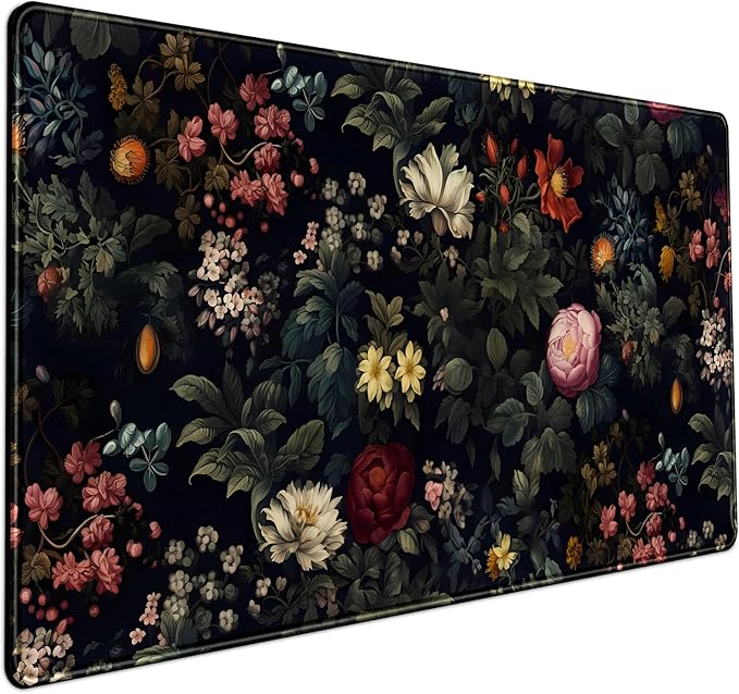 Black Vintage Desk Mat Desk Pad Large Mouse Pad for Desktop Laptop Keyboard | Mouse Pad Desktop Mat Pad with Non-Slip Base Vintage Computer Desk Mat for Woman Home Office Desk Decor 31.5 x 15.8 in by Mechanical+Cattle