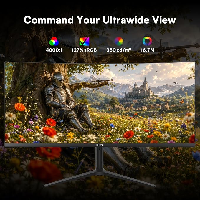 34 Inch Ultrawide Curved Gaming Monitor, 180Hz, Height Adjustable | WQHD 3440x1440, 1500R, 4000:1, 127% sRGB, FreeSync, 16.7M, Curvature & 178° Viewing Angle, Base for Computer, Business - Image 2