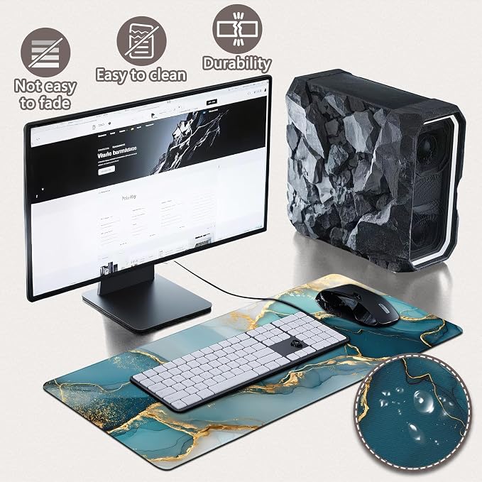 Gaming Mouse Pad - (31.5"×11.8") Marble Large Mouse Pads for Desk - Desk Mat for Keyboard and Mouse with Non-Slip Base, Desks Pad Matfor Game/Office & Home - Image 4