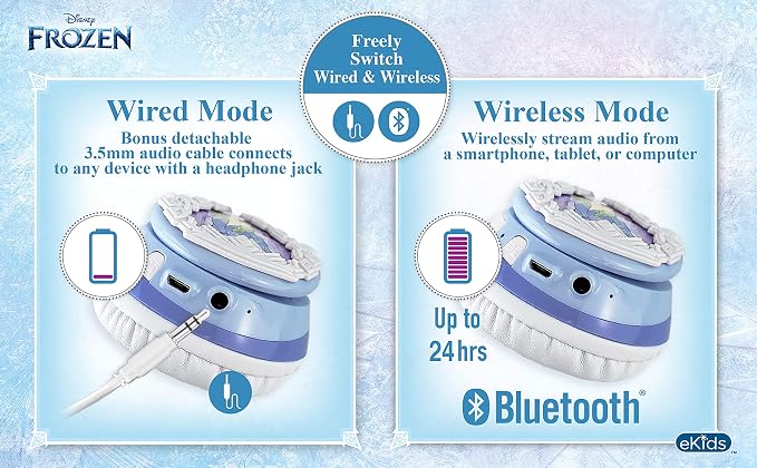 eKids Disney Frozen 2 Bluetooth Headphones with Microphone, Volume Reduced to Protect Hearing, Adjustable Wireless Headphones for School Home Travel, for Fans of Anna and Elsa - Image 6