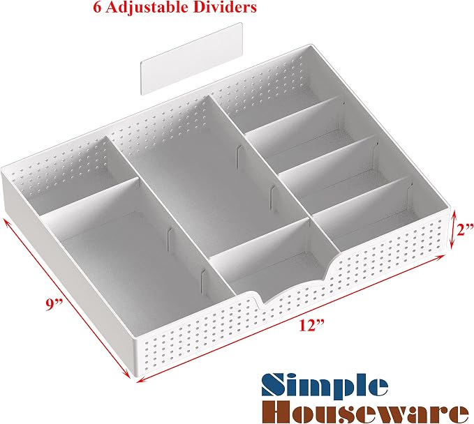 Simple Houseware Desk Monitor Stand Riser w/ Adjustable Tray, White | Built-In Tablet Slot and Side Storage - Image 5