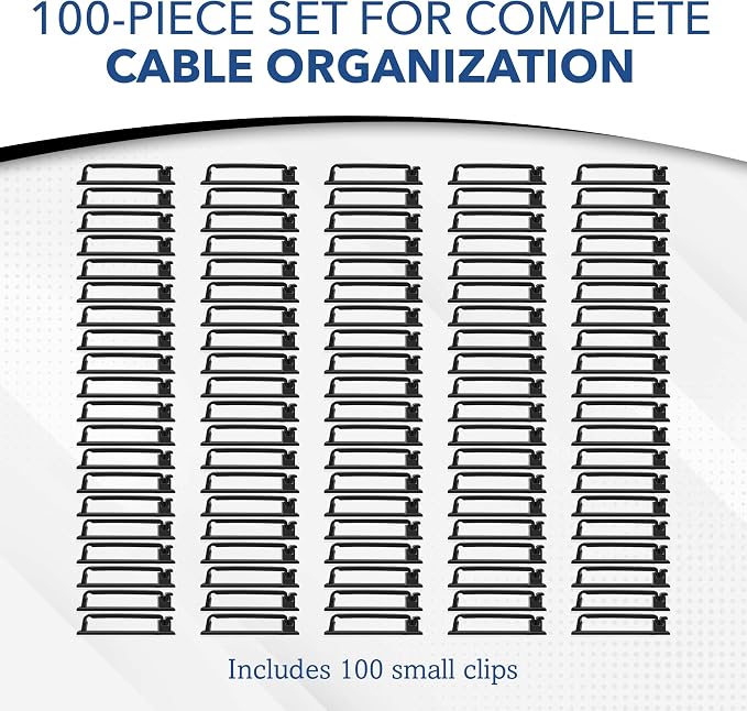 100 PCS Self Adhesive Cable Clips, Wire Organizer, Cable Management, Cord Organizer for Desk, Wall, PC, Car, Home, Office, USB, Ethernet, Power Cords, Black (Small) - Image 3