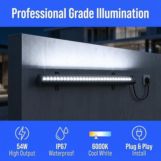 54W Wall Washer Light 40'' 6000K 120V IP67 Waterproof Plug-in - Image 4