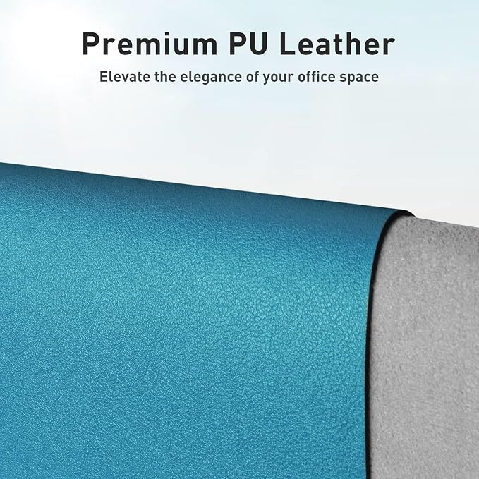Aothia Leather Desk Pad Protector, Mouse Pad, Office Desk Mat, Non-Slip PU Leather Desk Blotter, Laptop Desk Pad, Waterproof Desk Writing Pad for Office and Home (Turquoise,36" x 17") - Image 2