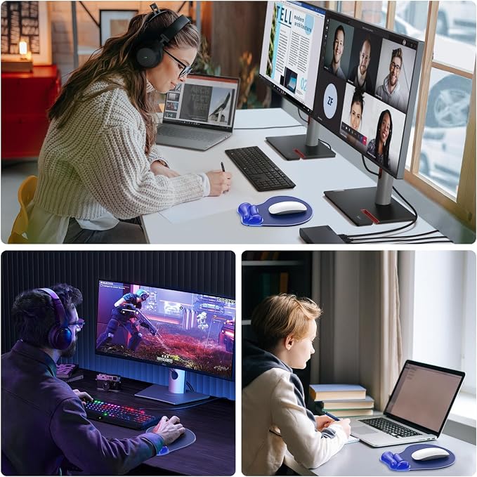 Gel Mouse Pad with Wrist Rest, Ergonomic for Laptop, Non-Slip Base - Image 7