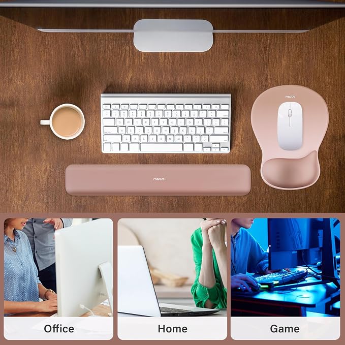 MOSISO Wrist Rest Support for Mouse Pad & Keyboard Set, Brown - Image 6