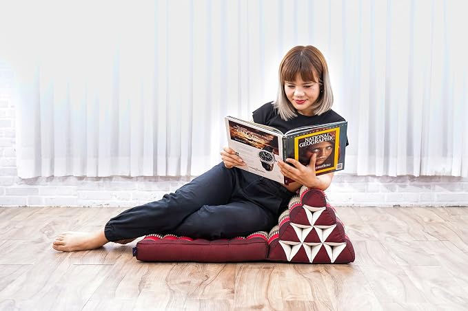 Leewadee 1-Fold Mat with Triangle Cushion – Comfortable TV Pillow, Foldable Mattress with Cushion Made of Eco-Friendly Kapok, 30 x 20 inches, red - Image 3