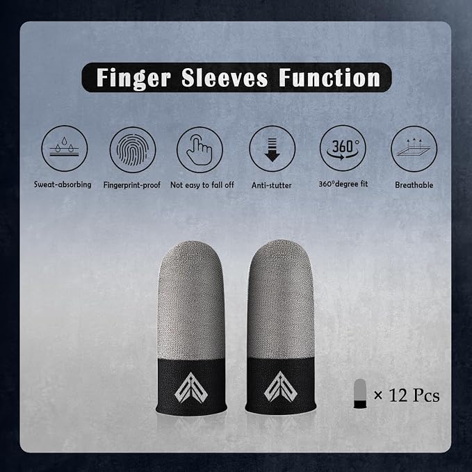 12PCS Gaming Finger Sleeves. 0.29MM Silver Fiber, Anti Sweat, Extremely Thin,Breathable Touchscreen dedales Gamer Finger Cover Thumb Sleeve Fit Phone Game Tablet Devices. - Image 7
