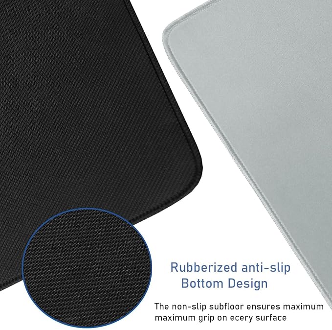 Large Extended Gaming Mouse Pad with Stitched Edges, 47.3 X 23.6 in Desk Pad Durable Non-Slip Natural Rubber Base, Waterproof Computer Keyboard Mat for Esports Pros, Gamer, Desktop, Grey - Image 3