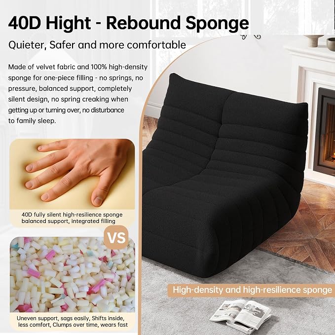 WHGBJA Giant Bean Bag Chair for Adults, Comfy Beanbag with Memory Foam | Floor Sofa Chair for Gaming, Reading, Bedroom, Living Room, Boneless, Ergonomic - Image 4