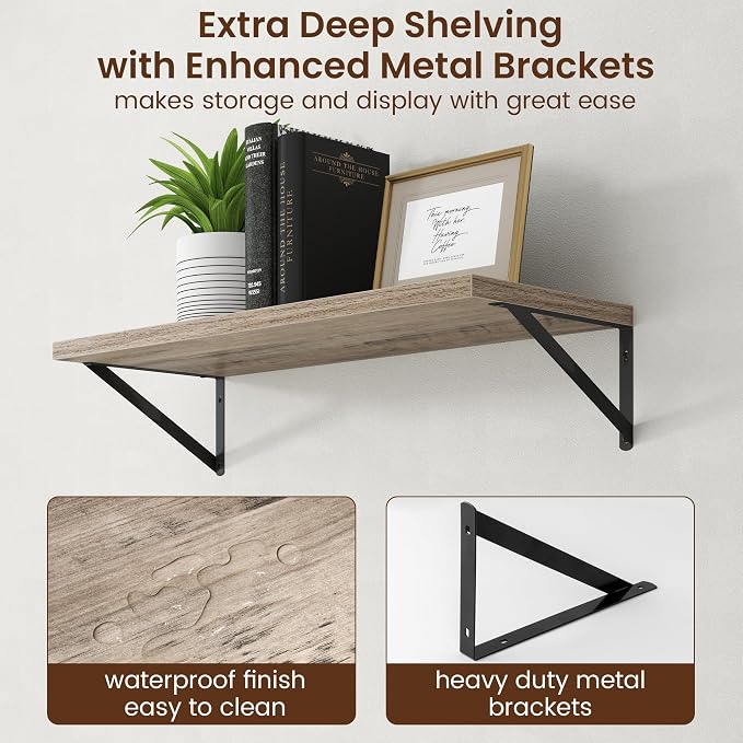 Axeman 12 Inch Deep Grey Floating Shelves 30 Inches Long - Image 5