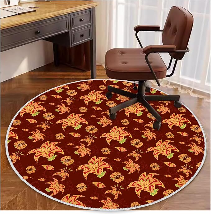 4ft/48in Home Office Chair Mat for Hardwood Floor, Anti-Slip Desk Chair Mats, Computer Gaming Chair Mats for Rolling, Low Pile Carpet Floor Chair Mat(Red-1) by Soofteilliv