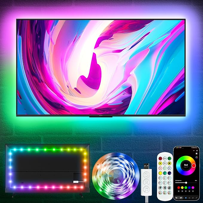 KSIPZE LED Lights for TV, 9.9ft TV led Backlight for 32-43 Inch TVs RGB TV Backlight Behind Music Sync Bluetooth APP & Button Control TV LED Strip Lights USB Powered for Bedroom/Gaming by KSIPZE