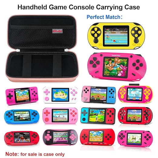 Elonbo Carrying Case for TaddToy/WELLST·G/Beijue/FAMILY POCKET/CCTU/X- JOYKIDS/GREENCREEK/Beico/KAVOYI/GuaiyeyeAP/TEBIYOU Handheld Game Console, Portable Electronic Gaming Player Bag, Gold - Image 2
