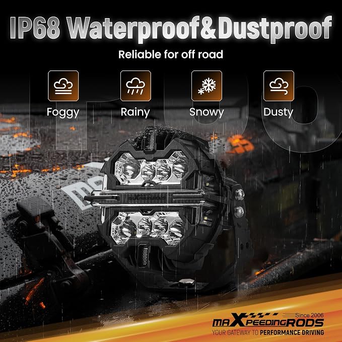 maXpeedingrods 7in 252W LED Off Road Lights w/Amber White DRL Side Shooter - Image 7