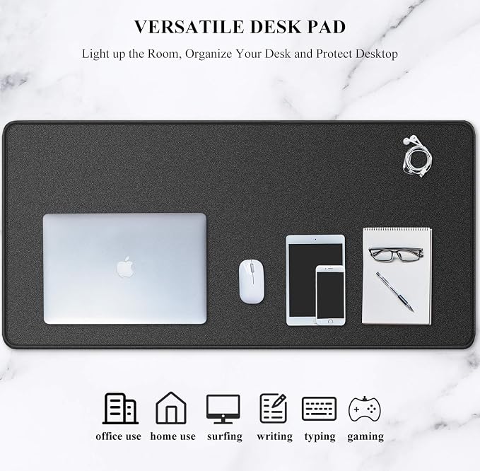 Auhoahsil Extended Mouse Pad, Large XXL Gaming Mouse Pad Desk Pad 35" X 15", Waterproof Desk Mat with Stitched Edges, Non-Slip Laptop Computer Wireless Mouse Keyboard Pad for Office and Gaming, Black - Image 7