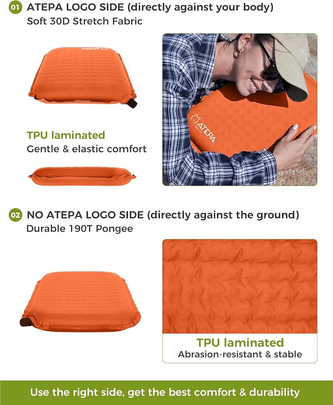 ATEPA Inflatable Seat Cushion | 2" & 2.5" Foam Core Seat Pad, Compact, Stadium, Airplane, Travel, Camping, Hiking, Sports Events, Self Inflating - Image 6