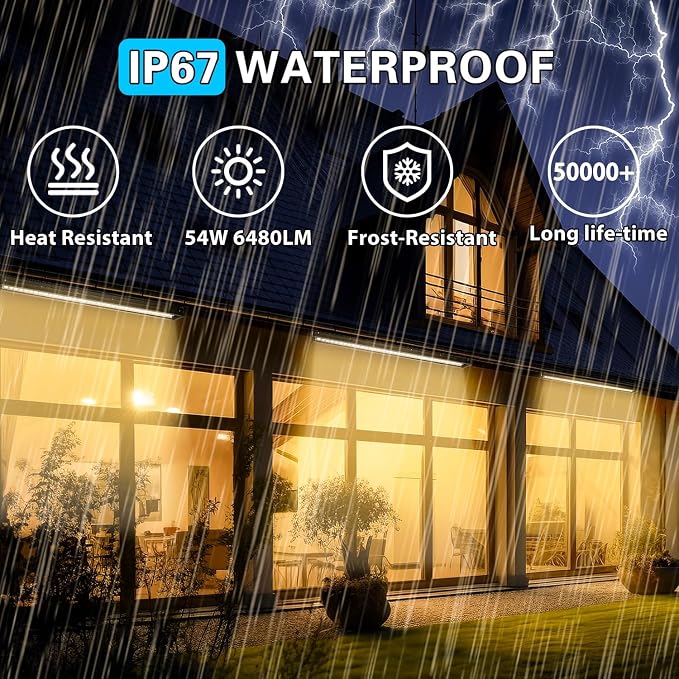 LED Wall Washer Light Bars, 54W 2700K Warm White Wall Washer Light, IP67 Waterproof Heavy Duty 120V 6480LM Outdoor Linear Lights with On/Off Switch, for Landscape Garden Yard (40 Inch) - Image 8
