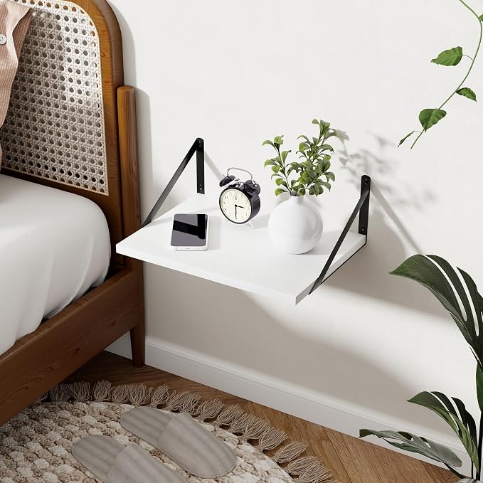 Axeman Deep Floating Shelves - 16 Inch Wide x 12 Inch Deep White Wall Shelves Set of 2-12 Inch Deep White Wood Shelves for Wall Storage & Decor - Image 2