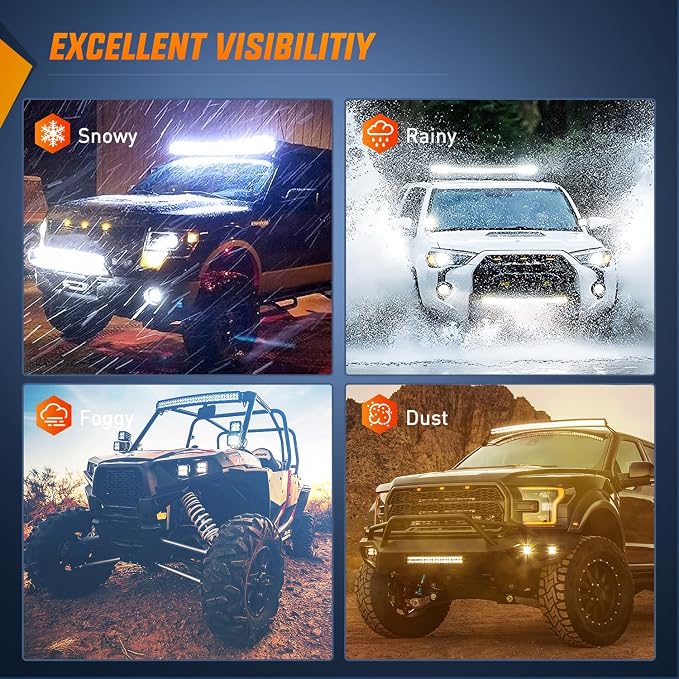Nilight 52Inch 300W Curved Spot Flood Combo Led Light Bar Off Road Driving Boat Fog Lights 12V On/Off 5 Pin Rocker Switch Power 12AWG Wiring Harness Kit-1 Lead for Trucks - Image 7