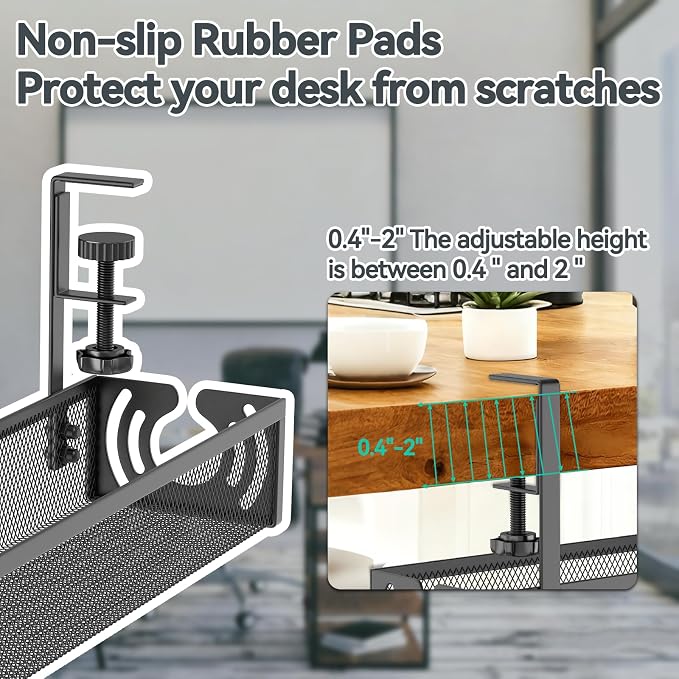 Cable Management, 15'' Under Desk Cable Management Tray No Drill - Image 3