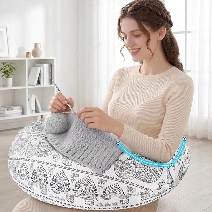 Crafting Pillow for Crocheting, Crochet Pillow for Lap Support, 12 Fun Print Styles, Ergonomic Arm Support, For Bed, Floor, Chair Comfort, Pain Relief and Fatigue for Gaming and Woking (elephant) - Image 4