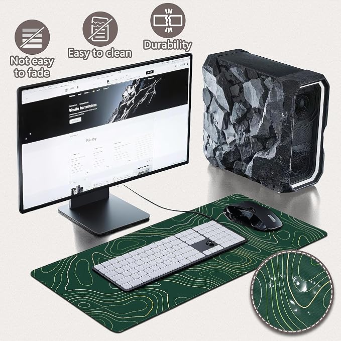 Gaming Mouse Pad - (31.5"×11.8") Topographic Large Mouse Pads for Desk - Desk Mat for Keyboard and Mouse with Non-Slip Base, Desks Pad Matfor Game/Office & Home - Image 4