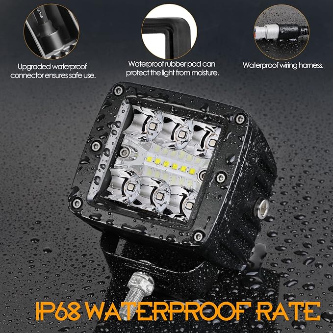 RGB LED Pods, Nirider 2PCS 3 Inch LED Light Bar with Wiring Harness LED Cube Lights Multicolor Bluetooth Color Changing Strobe Halo Offroad Driving RGB Fog Lights for Car ATV UTV RZR Truck - Image 6