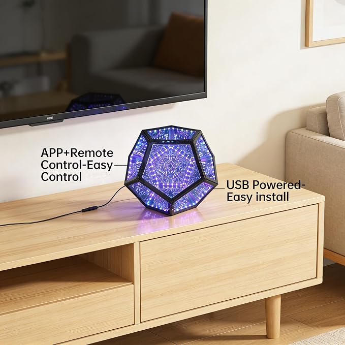 Extra Large Infinity Dodecahedron Mirror Light, RGBW Abyss Lamp - Image 8