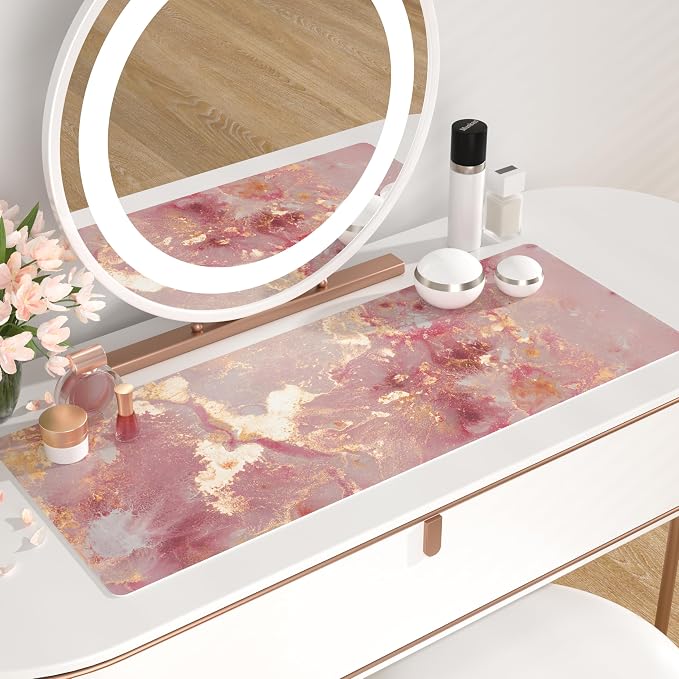 QiyI PU Leather Large Mouse Pad, Office Decor, 31.5" x 11.8", Rose Gold | Desk Décor Accessories, Extended Size, Waterproof & Easy to Clean, Smooth Surface, Non Slip Desk Organization - Image 6