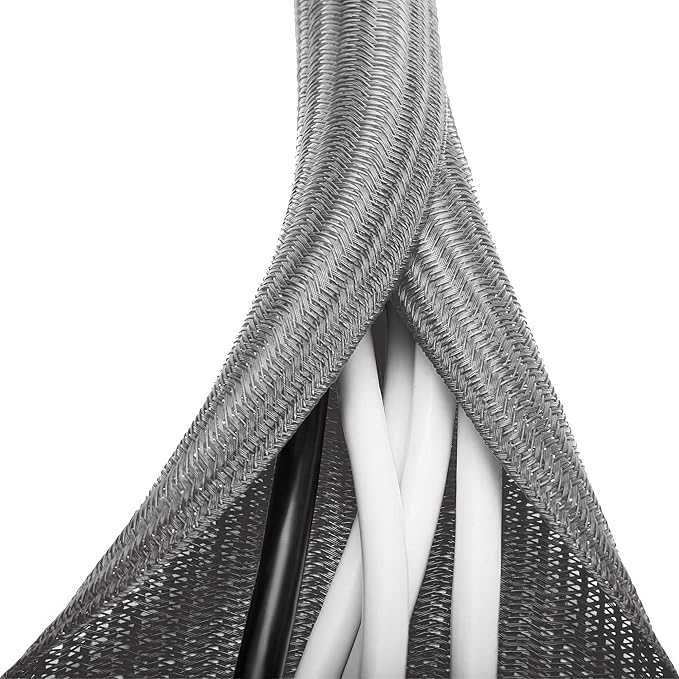 Grey Cable Sleeve, 6.6ft, 1/2 inch by ZhiYo