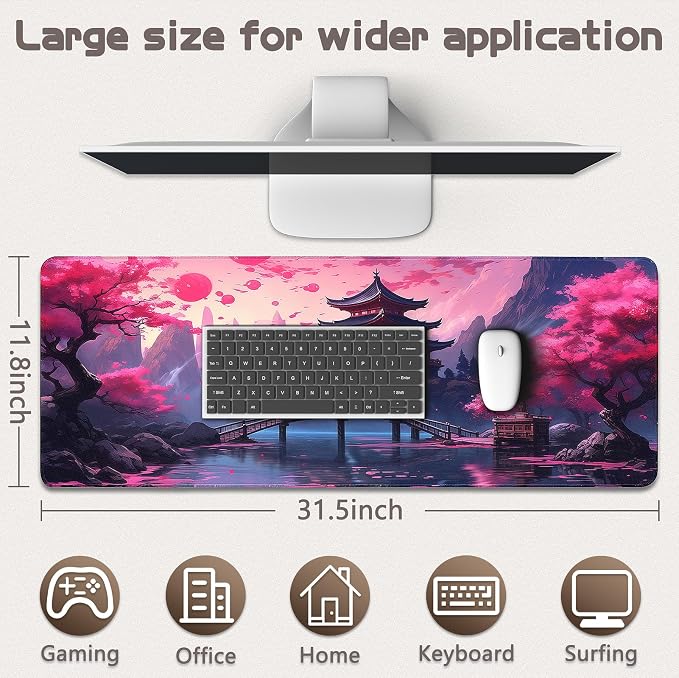 Gaming Mouse Pad - (31.5"×11.8") Japanese Anime Large Mouse Pads for Desk - Desk Mat for Keyboard and Mouse with Non-Slip Base, Desks Pad Matfor Game/Office & Home - Image 5